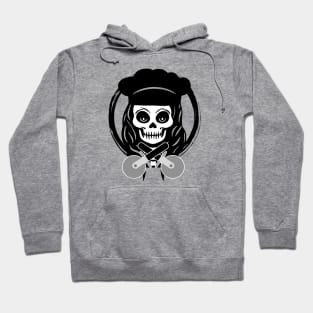 Female Pizza Chef Skull Black Logo Hoodie